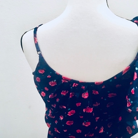 Deb Navy Blue Ruffle Dress with Red and Pink Flowers - Picture 8 of 10